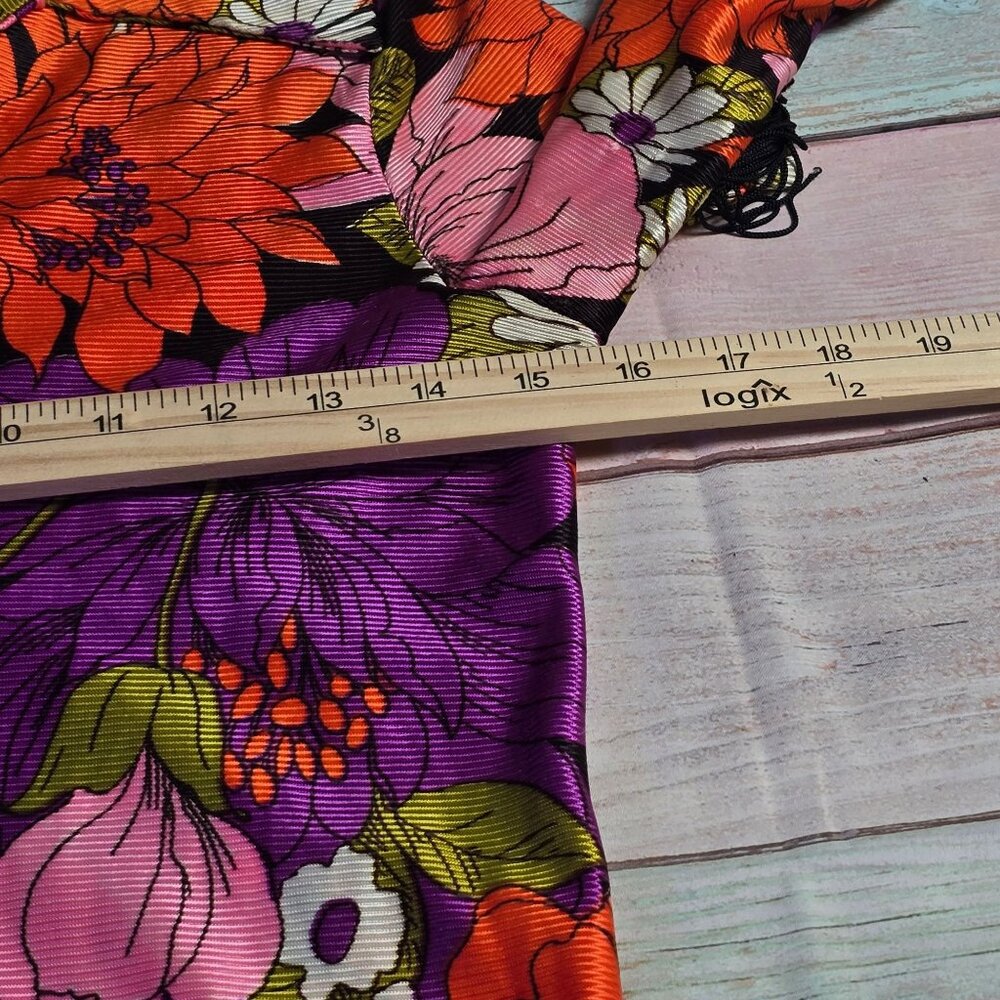 Vintage 70s Floral Fringe Dress Women's Size 5 - Picture 6 of 7